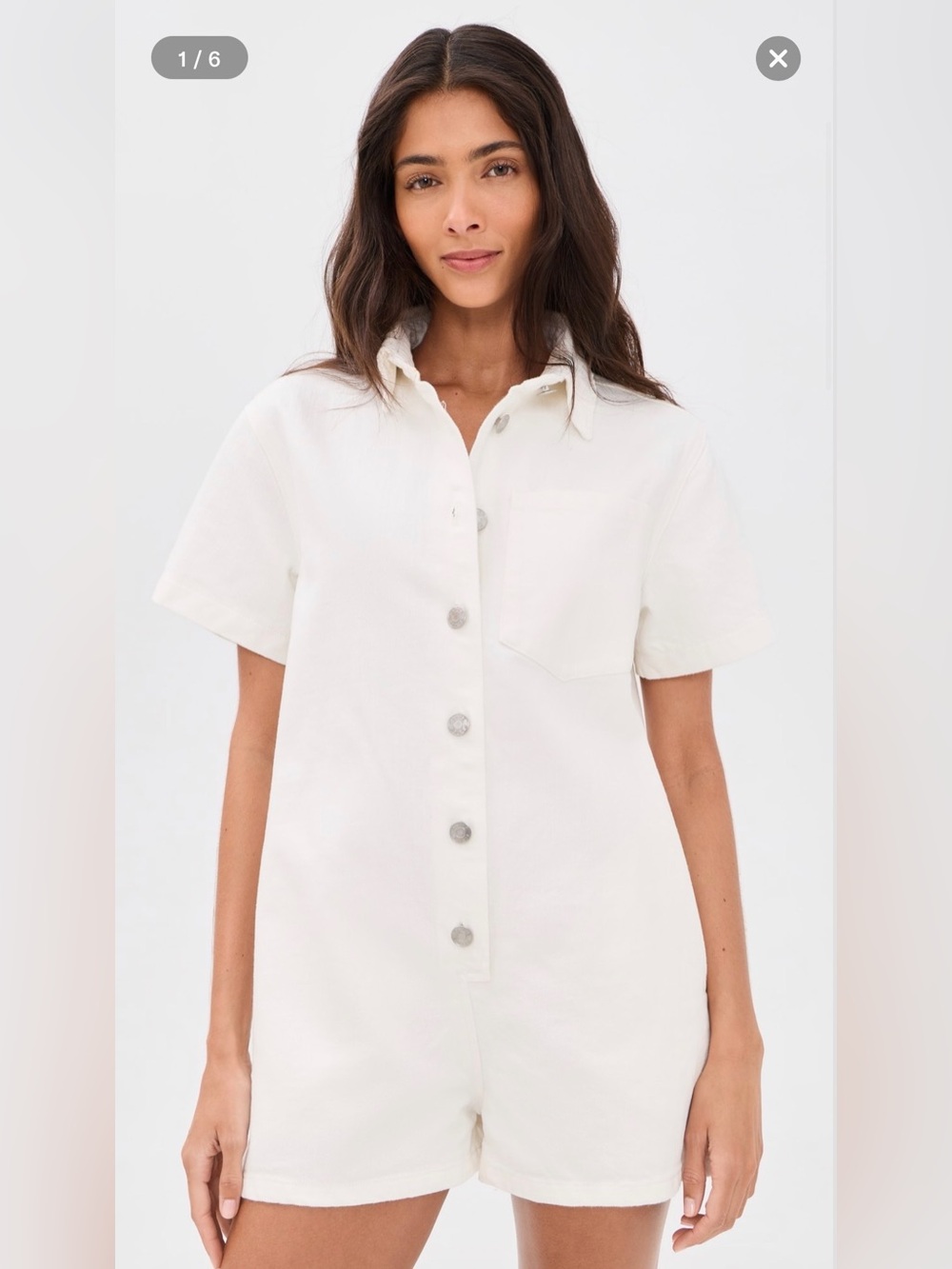 PARKE SHORT SLEEVE WHITE DENIM ROMPER